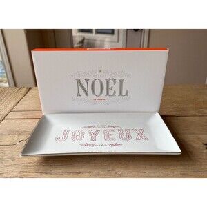 Le Creuset Noel Collection 11in Joyeux Hostess Decals Tray White Red NEW
